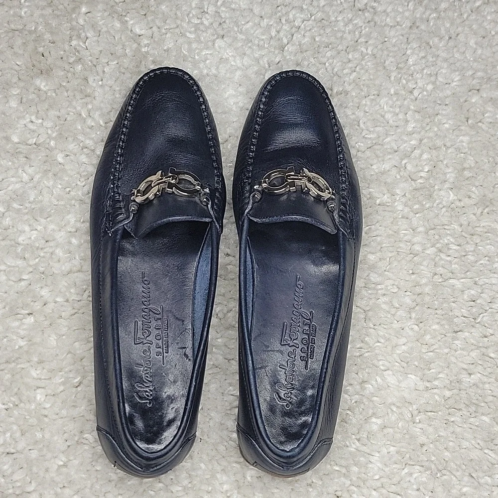 Salvatore ferragamo Ganachi navy leather driving loafers/shoes size 7 - Picture 6 of 16